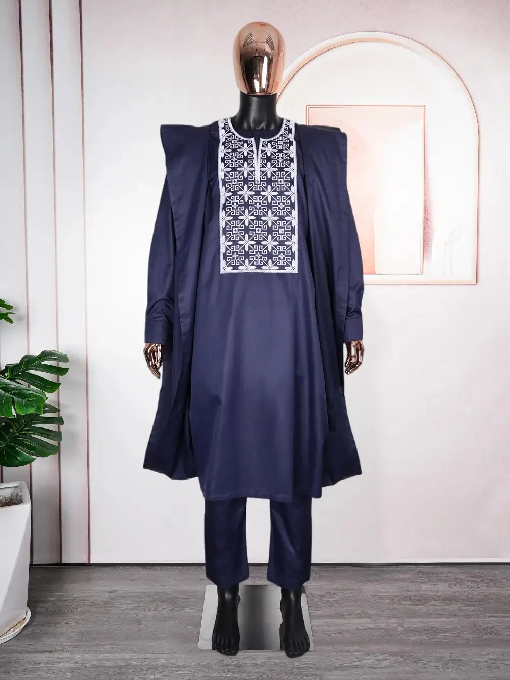 2025 New African Clothes for Men Dashiki Tradition Outfit Robe Embroidery Tops Pants Suits Bazin Muslim Wedding Party Clothing
