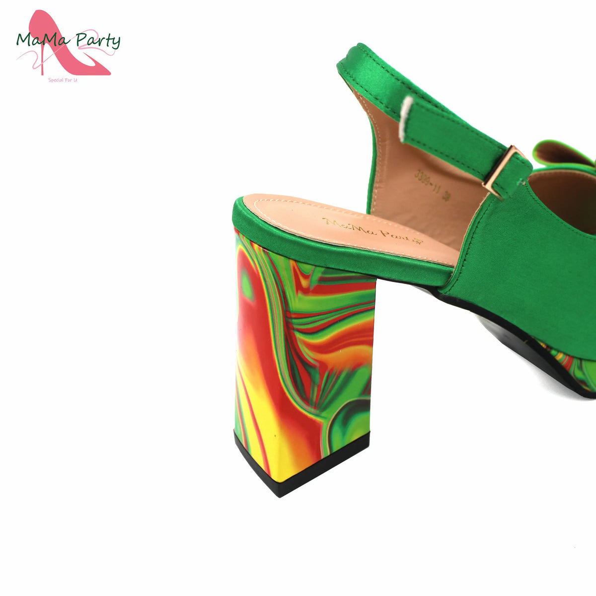 2024 Appliques Specials Italian Design Nigerian Women Shoes Matching Bag Set in Green Color INS Hot Sale Sandals
