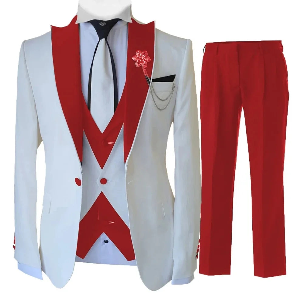 3 Piece Men's Suit Slim Fit Suit for Men Wedding Groom Suit Formal Prom Tuxedo Business Dinner Party Men Suits