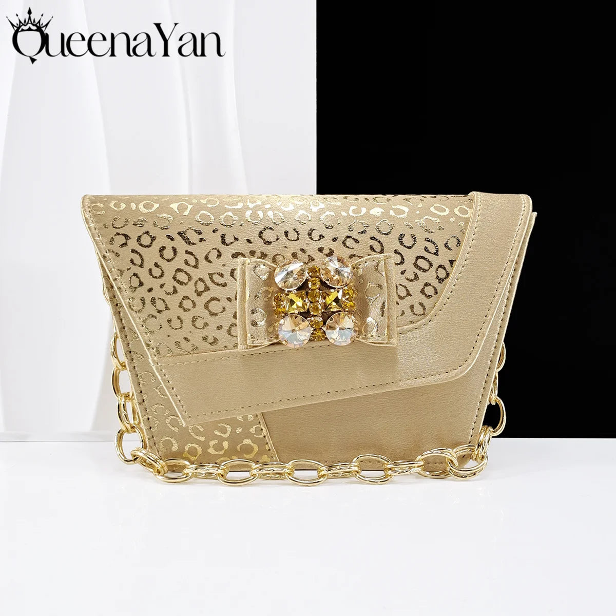 Queena Yan Light Blue Elegant Italian Rhinestone Wedding Shoe and Bag Set -Women Heels and Matching Handbag for Party