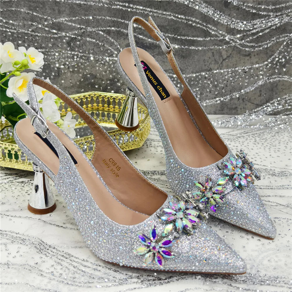 Latest Design Shoes for Women 2025 Designer Luxury Wedding Shoes Bride Party Pumps Decorated with Rhinestone Ladies Sandals