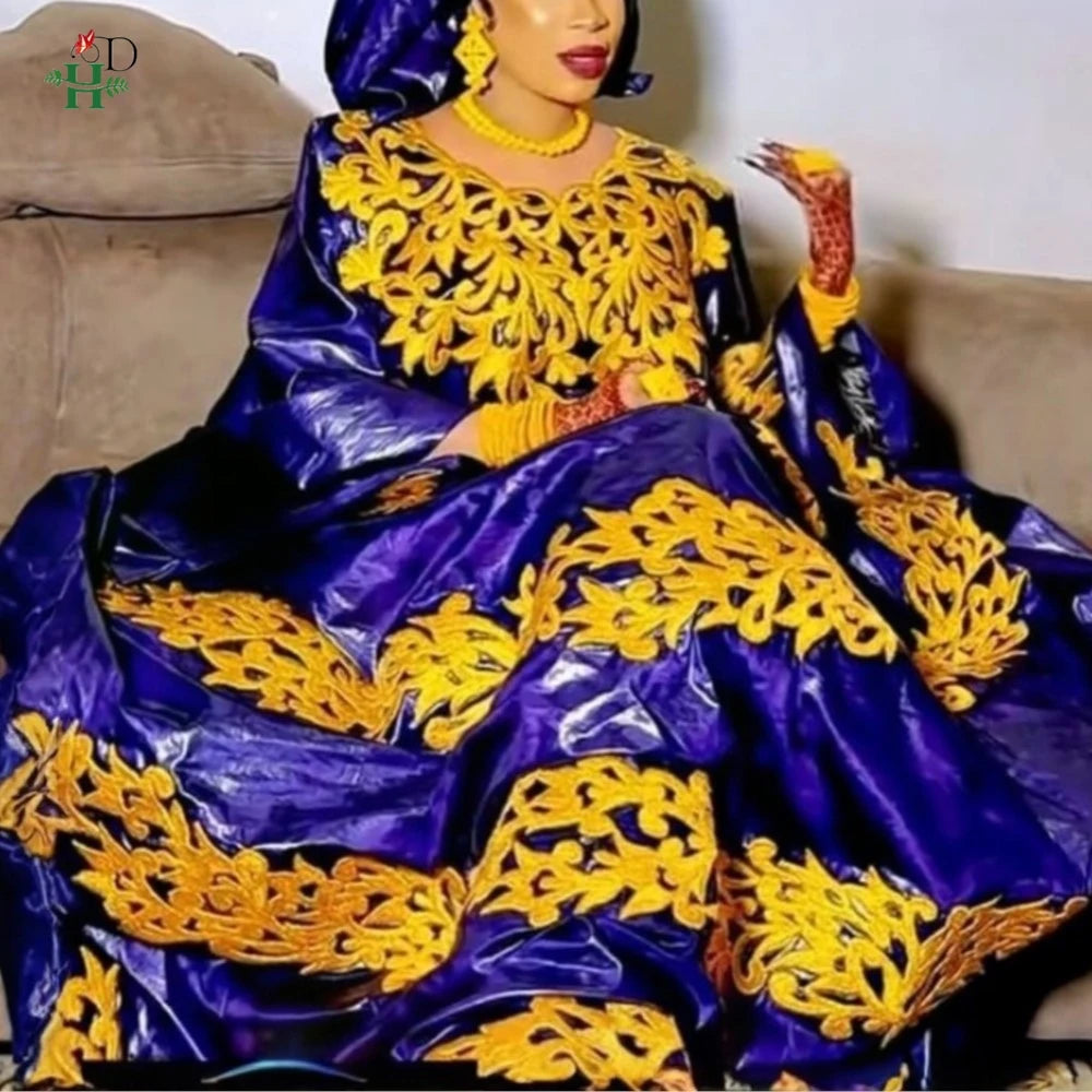 H&D 2026 African dresses for woman Embroidery Bazin Riche Kaftan Dress Wedding Party Djellaba Plus Size Muslim Gown Turkey Dress