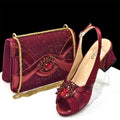 2025 Luxury Italian Women's Party Shoes & Handbag Set – Elegant Multicolor Rhinestone Peep-Toe High Heels Sandals for Weddings