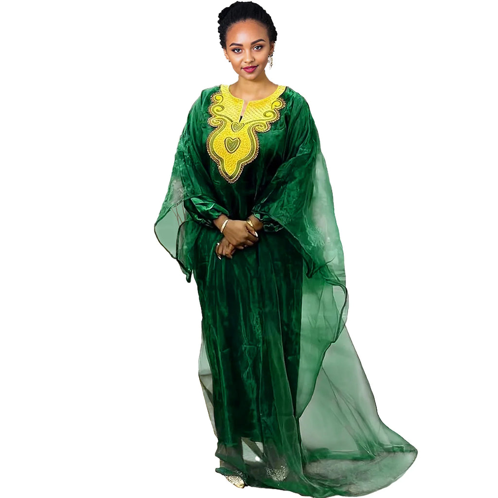 African Dresses For Women Luxury Boubou Material Rich Embroidery Design