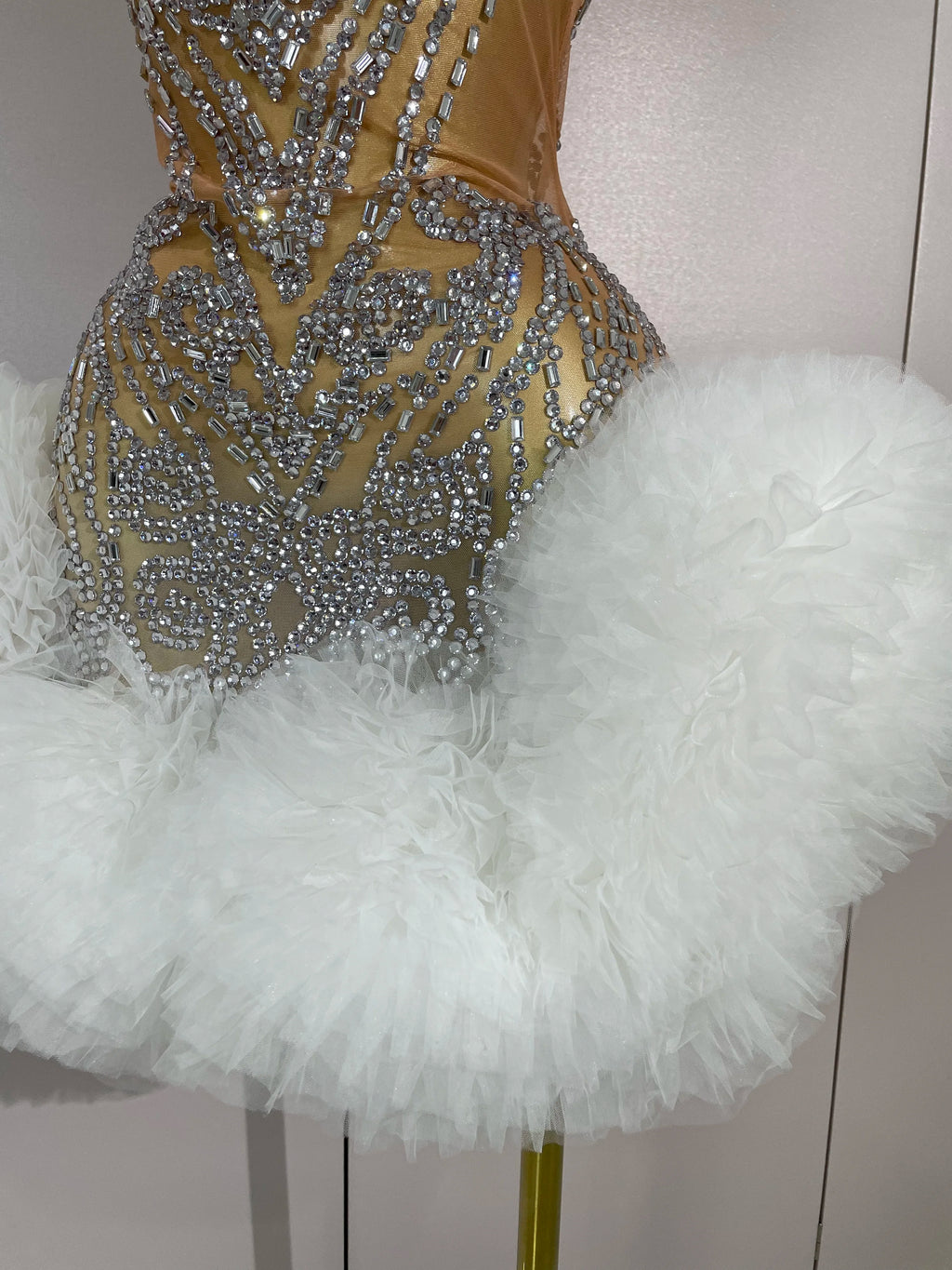STOCK Diamonds Mesh Sexy See Through Cocktail Mini Dress Women Eveing Luxury Birthday Party Singer Nightclub Show Stage Costume