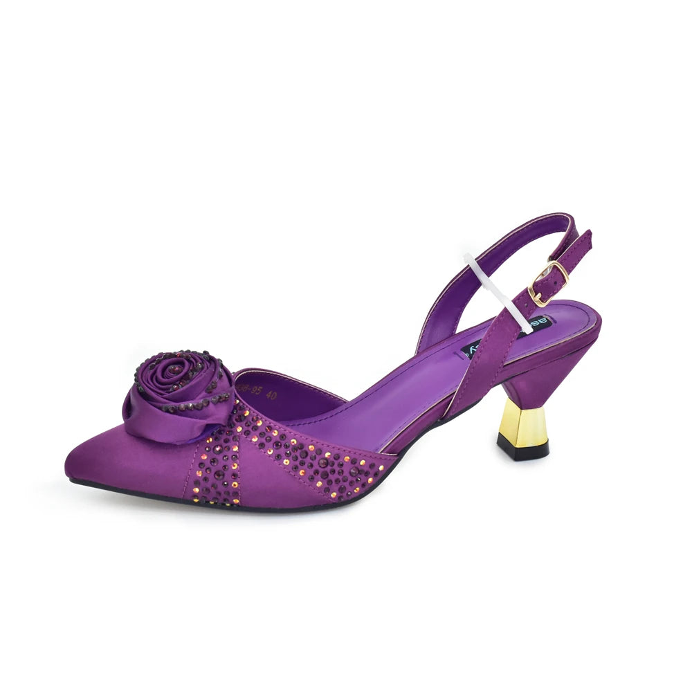 New Design Shoe and Bag Set for Party in Women Nigerian African Shoe and Bags Set for Wedding Luxury Elegant Women Party Pumps