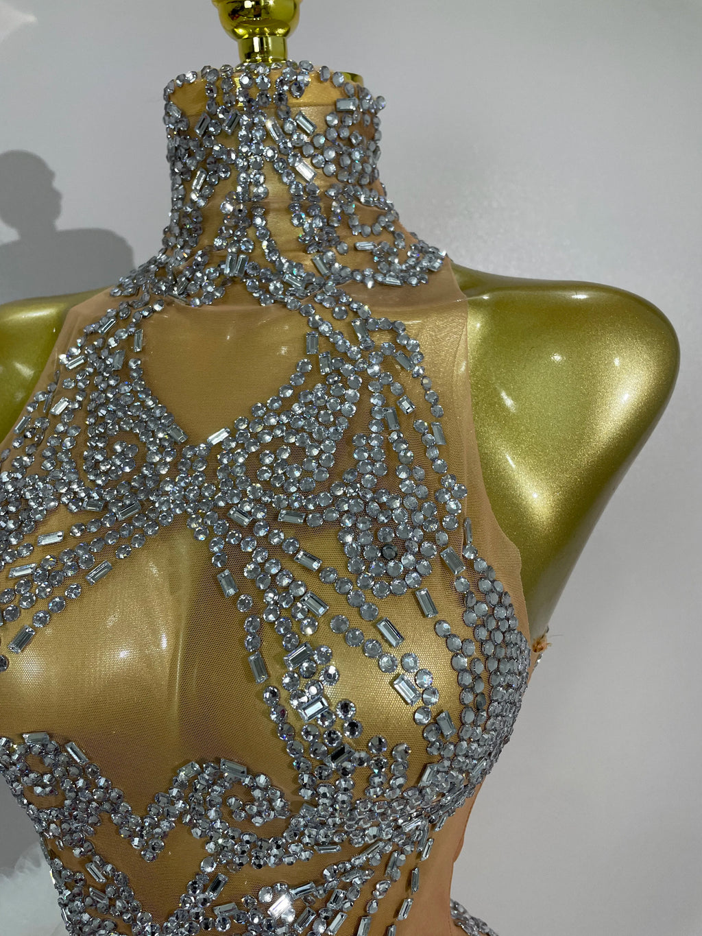 STOCK Diamonds Mesh Sexy See Through Cocktail Mini Dress Women Eveing Luxury Birthday Party Singer Nightclub Show Stage Costume