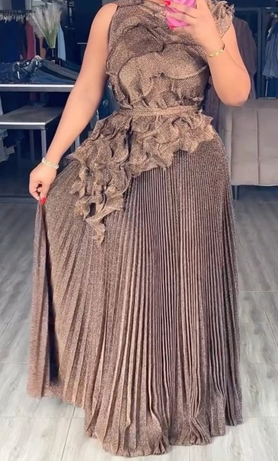 Pleated Sleeveless Lace-up Vest Top New Wide Leg Loose Pants 2 Piece Set Temperament Solid Color Elegant Commuter Clothing 2025