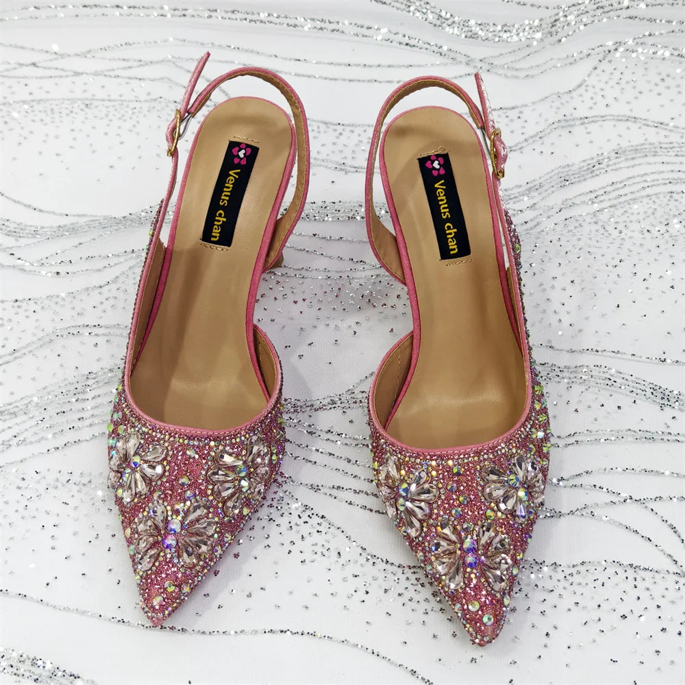 Festive Elegance: Spot Goods Dazzling Heels and Chic Long Bag Clutch Perfect Combination Of Shoes And Bag for Special Occasions
