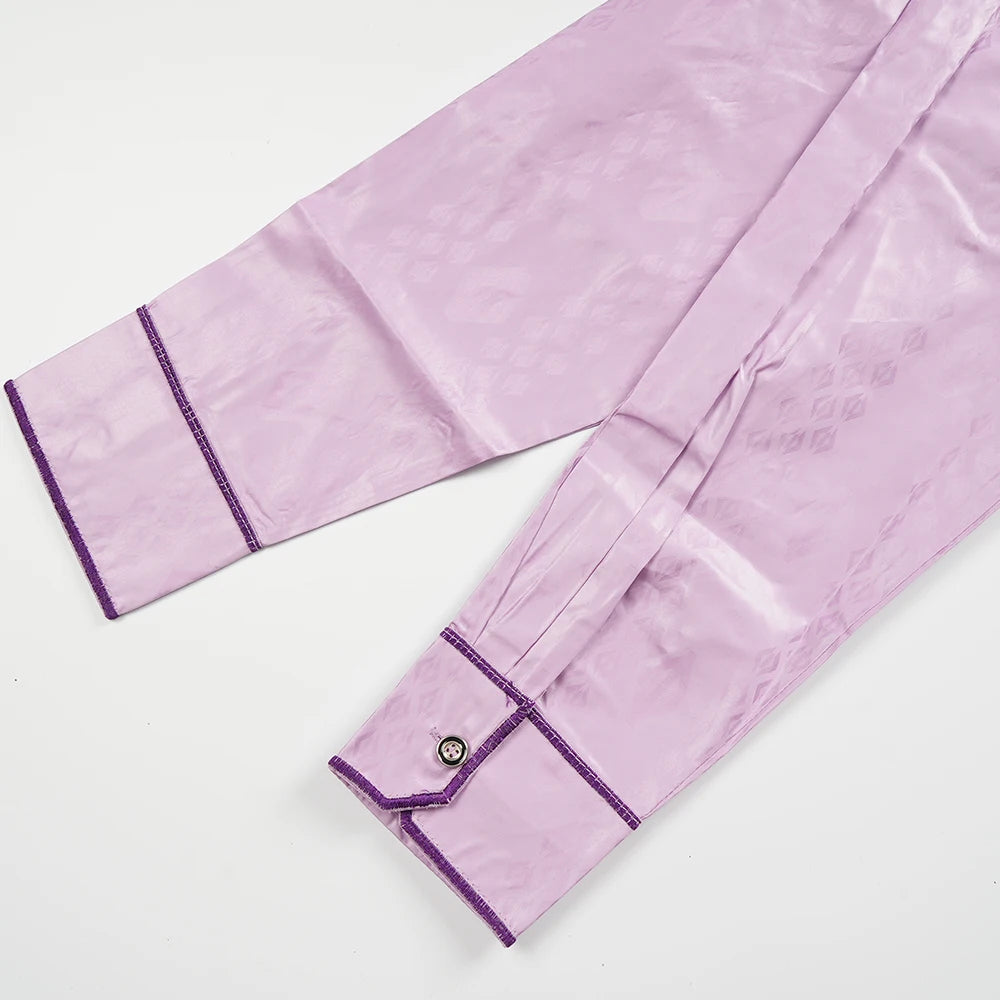 H&D African Clothing For Man Traditional Agbada Sets 2PCS Purple Bazin Riche Shirt Pant Embroidery Wedding Party Suits Plus Size