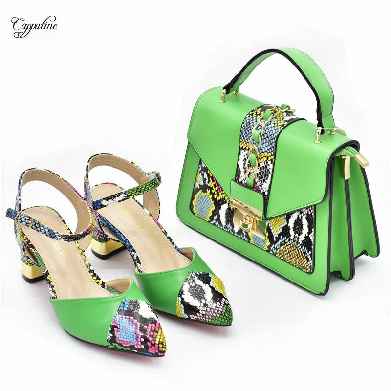 Yellow Women Shoes And Bag Set African Ladies High Heel Pumps Match With Handbag Sandals Clutch Femmes Sandales Escarpins 958-9