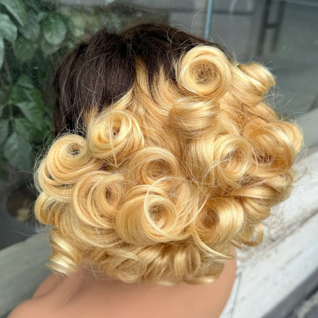 613# Pixie Cut Wigs Human Hair Loose Wave Curly Wig 13x4 Lace Front Human Hair Wig  260% Density 8Inch for Black Women