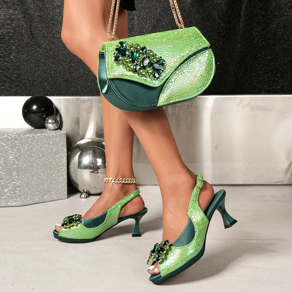 Venus Chan 2025 Fashionable Orange Open Toe Women's Sandals with Matching Bag Set - Perfect for Weddings and Parties