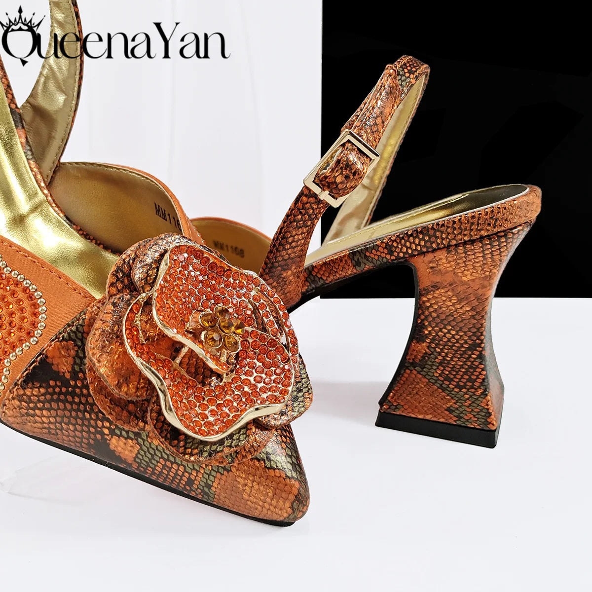 Queena Yan 2025 Elegant Lilac Color Women's Heels Handbag Set Rhinestone Embellished Designer Shoes for Weddings Special Events