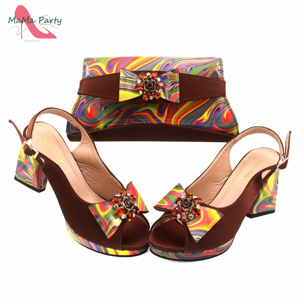 2024 Appliques Specials Italian Design Nigerian Women Shoes Matching Bag Set in Green Color INS Hot Sale Sandals