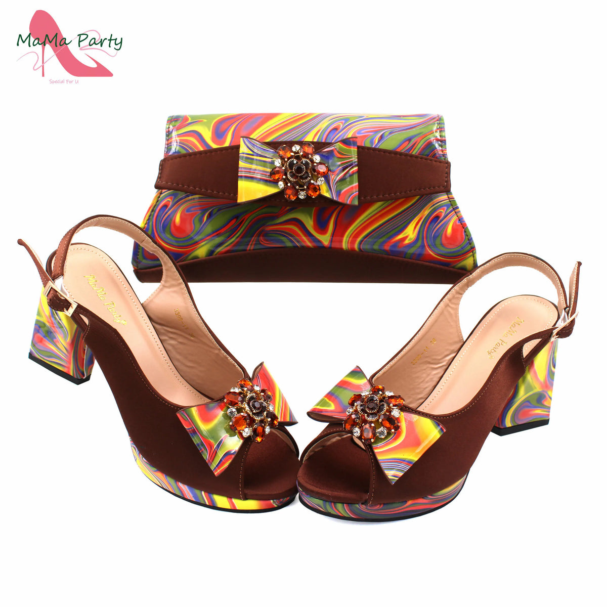 2024 Appliques Specials Italian Design Nigerian Women Shoes Matching Bag Set in Green Color INS Hot Sale Sandals