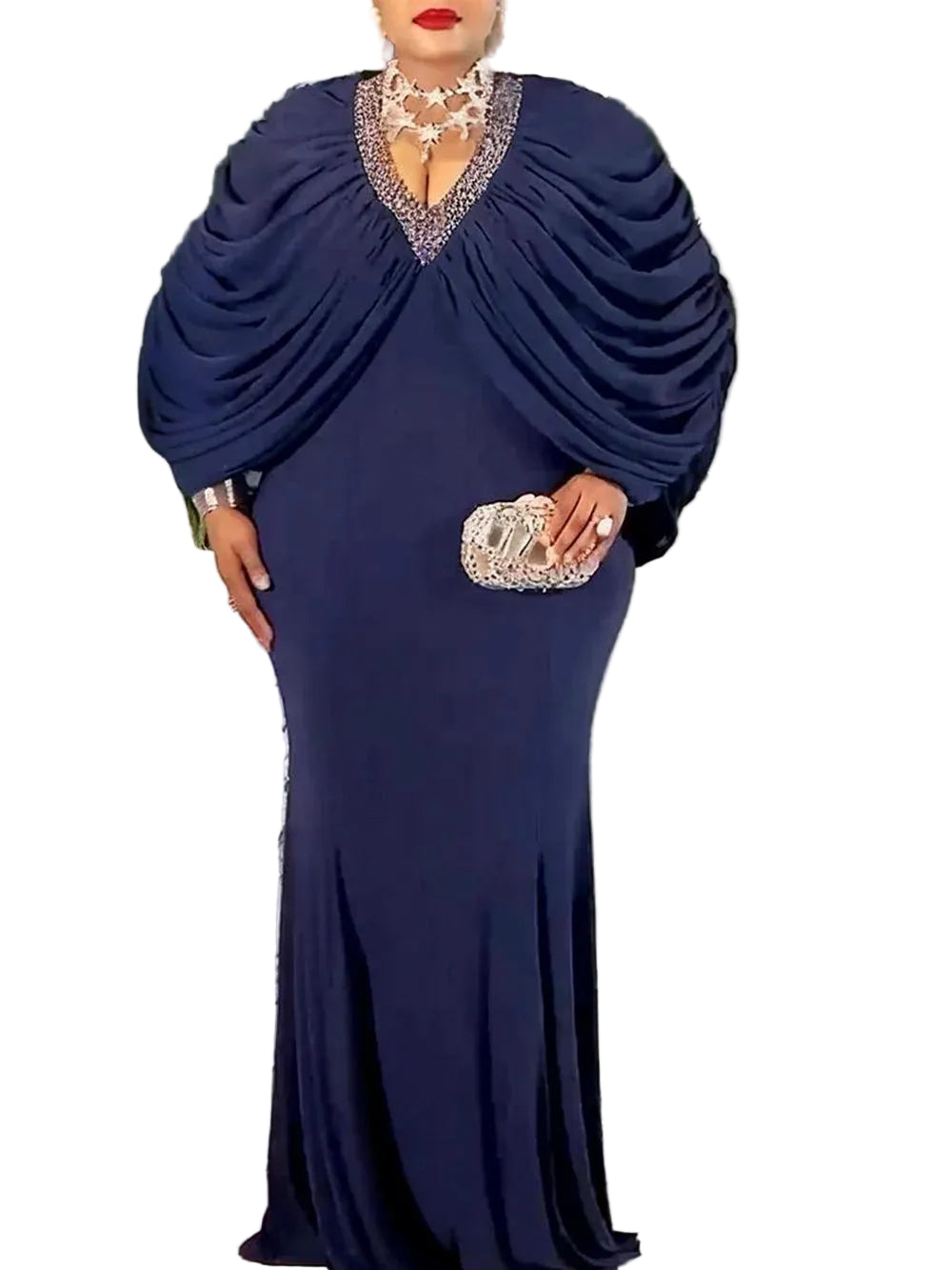 Elegant African Dresses for Women Plus Size Outfits Evening Party Long Dress Dashiki Ankara Batwing Sleeve Gown African Clothes