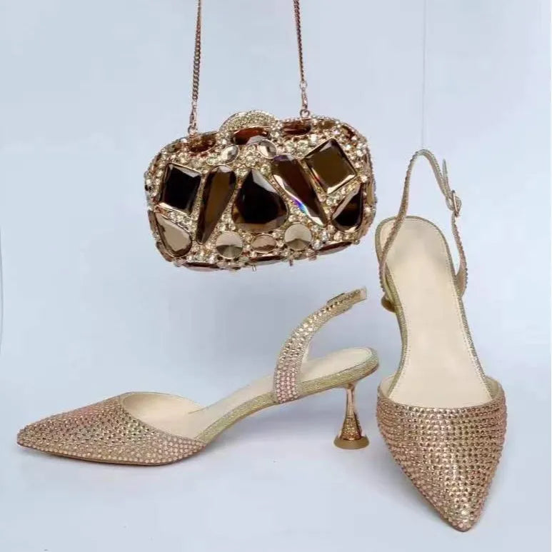 Women's Blue Color Rhinestones high heeled Shoes With Heart Clutch Diamond high-heeled Stiletto sandals For Wedding