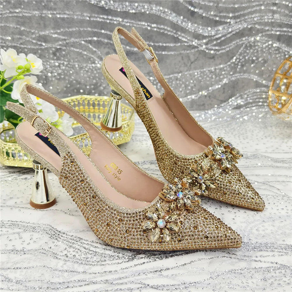 Latest Design Shoes for Women 2025 Designer Luxury Wedding Shoes Bride Party Pumps Decorated with Rhinestone Ladies Sandals