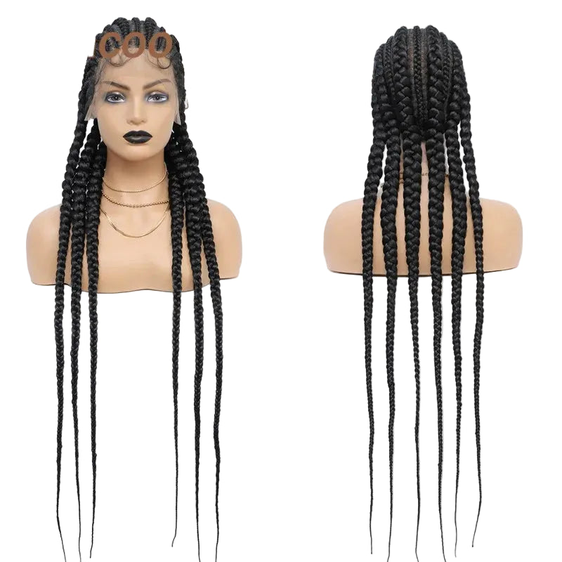 Incoo 36" Synthetic Full Lace Braided Wigs For Black Women Jumbo Knotless Box Braid Lace Wigs Cornrow Wig Braide African Hair