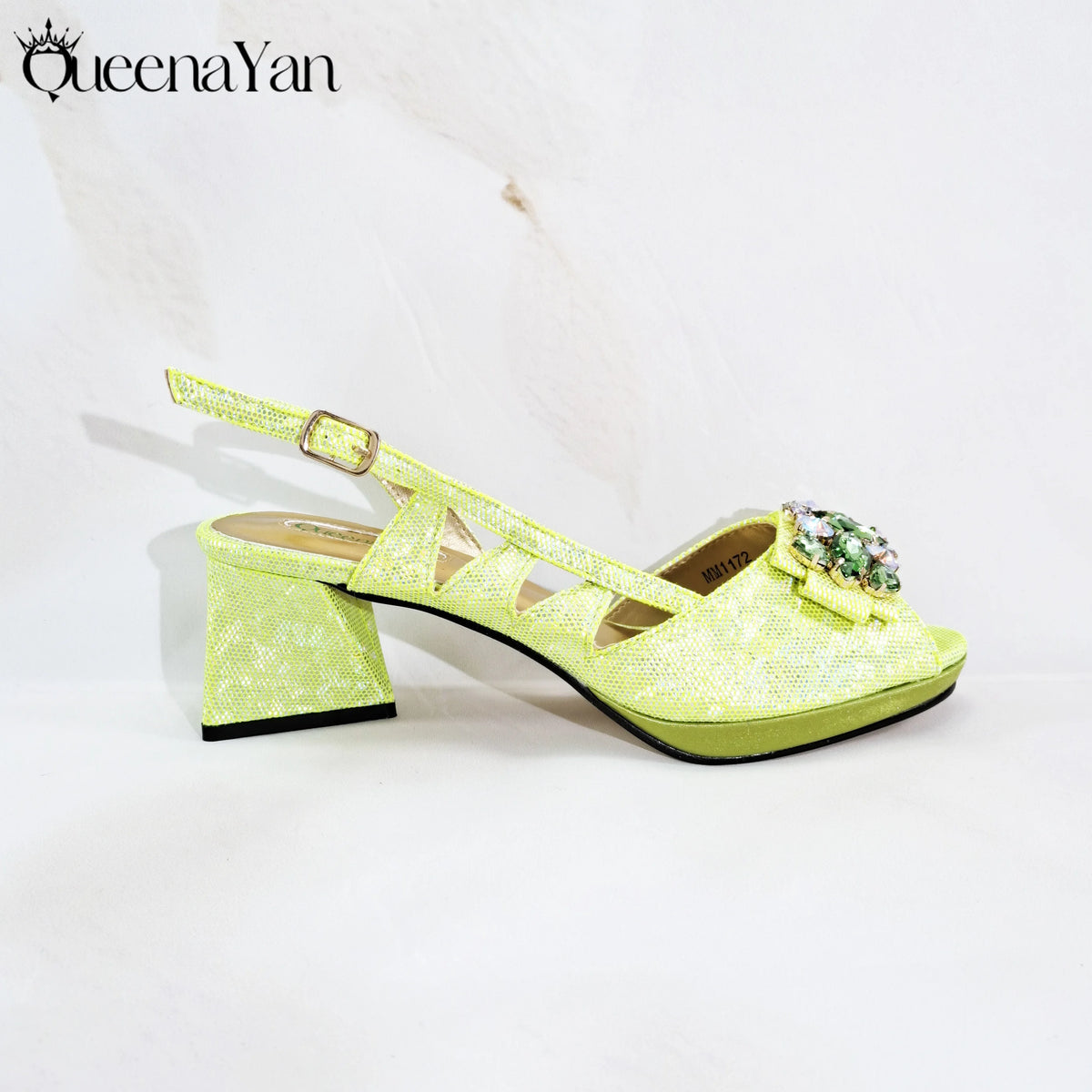 Queena Yan Newest Italian Design Special Synthetic Fabrics Women's Matching Shoe and Bag Set High Heel for Weddings and Parties