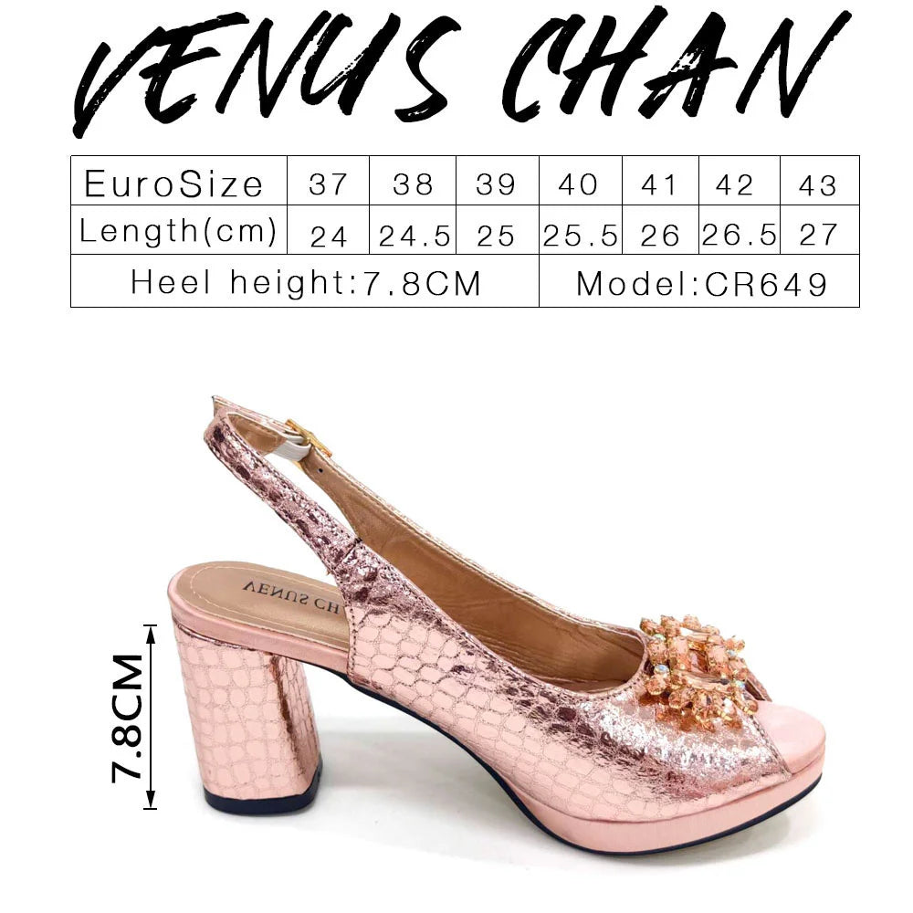 New Arrival Purple Colour Shoe and Bag Set Luxury Designer Shoes Women Matching Wedding Shoes and Bags Decorated With Rhinestone