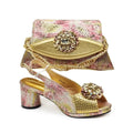 New Arrival Italian Shoes and Bags Matching Set 2024 Nigerian Heel Party for Women Purple Colour Italian Design Wedding Dress