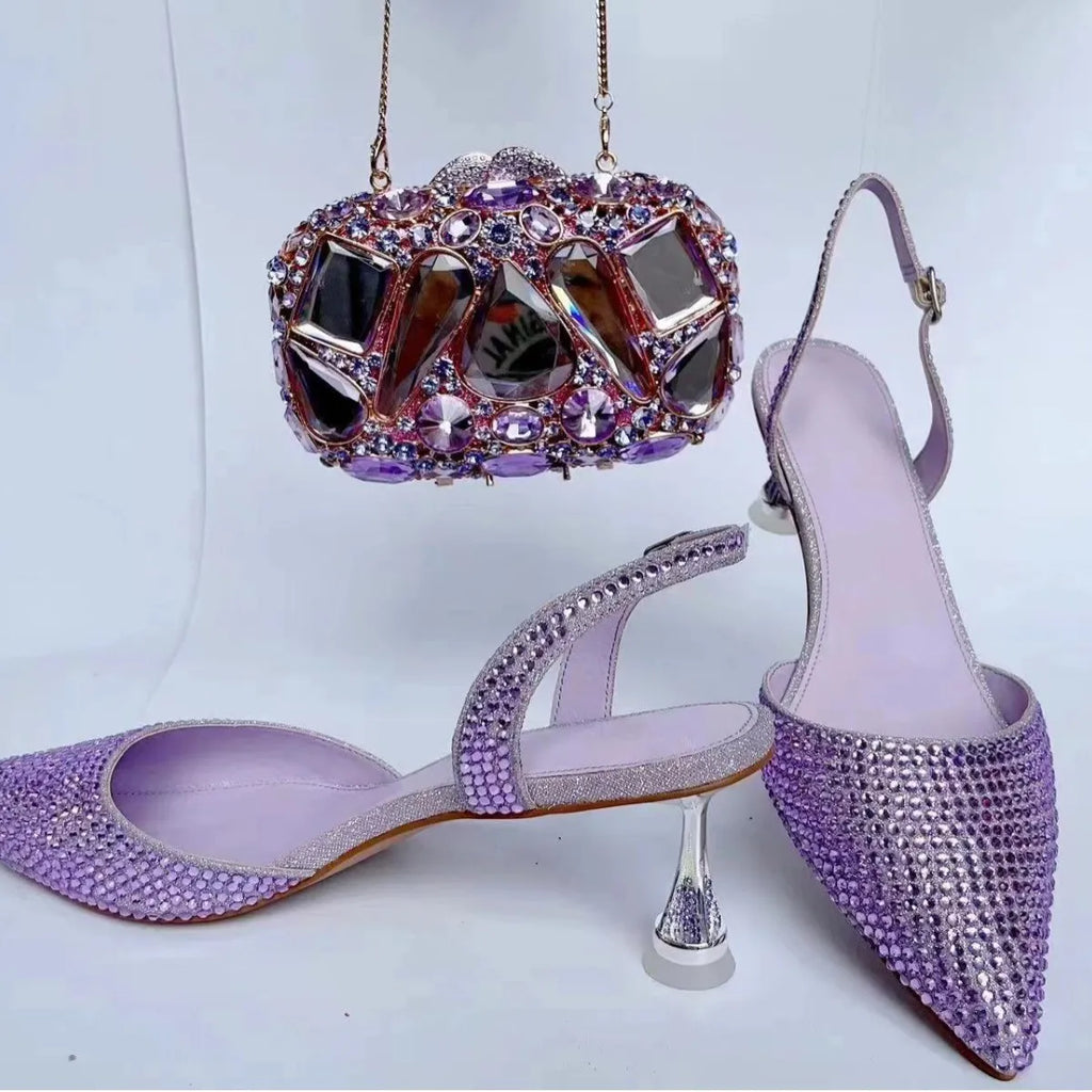 Women's Blue Color Rhinestones high heeled Shoes With Heart Clutch Diamond high-heeled Stiletto sandals For Wedding