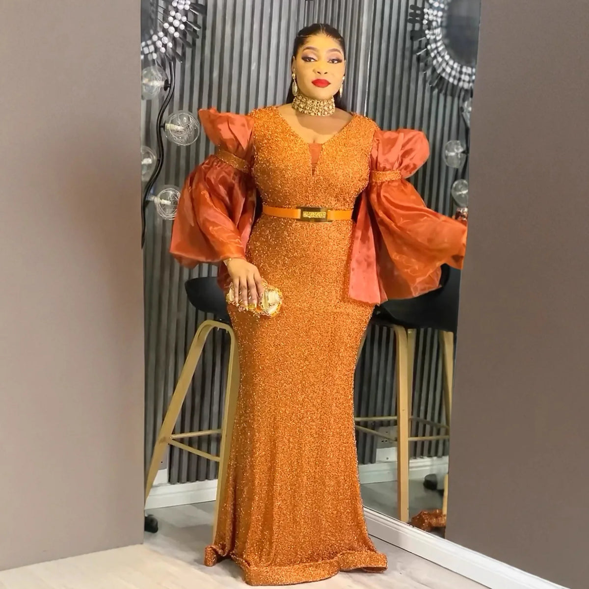 African Party Dresses for Women Elegant Turkey Muslim Wedding Evening Gown Plus Size Dashiki Sequin Sexy Bodycon Long Dress