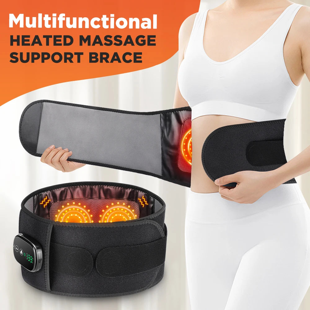 Electric Heating Waist Massager,Vibration Hot Compress Massage Belt,Lumbar Decompression Brace,Lower Back Support,Muscle Relax