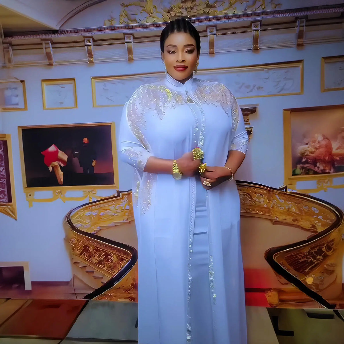 New Arrival african dress woman two-piece dress dress for church woman rhinestone luxury women's elegant dress