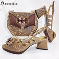 Queena Yan Newest Italian Design Special Synthetic Fabrics Women's Matching Shoe and Bag Set High Heel for Weddings and Parties