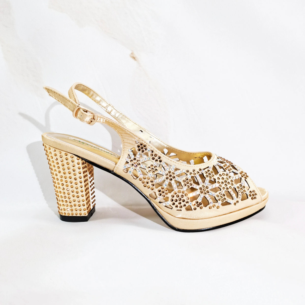 2025 New Rhinestone Design African-Inspired Shoe and Bag Set Olive Toe-Exposing Comfortable Women's High Heels Trending on INS