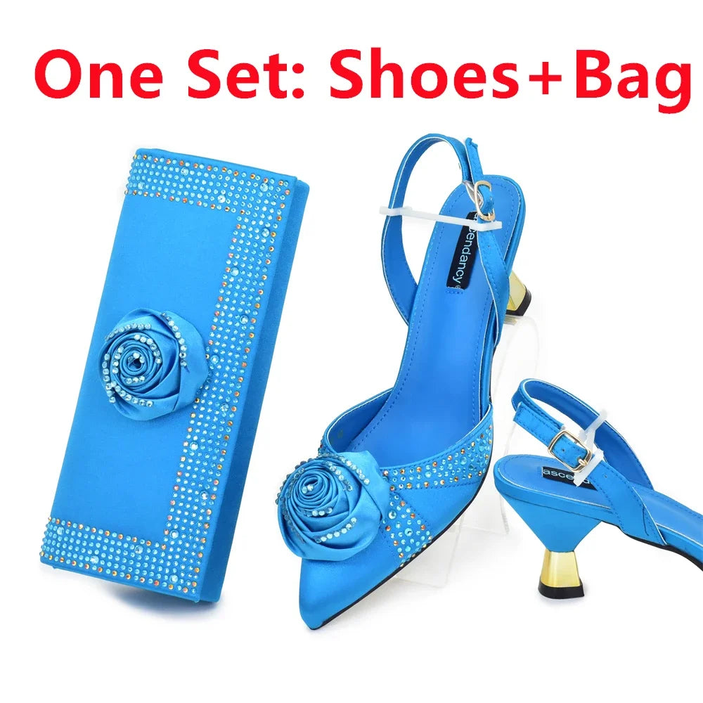 New Design Shoe and Bag Set for Party in Women Nigerian African Shoe and Bags Set for Wedding Luxury Elegant Women Party Pumps