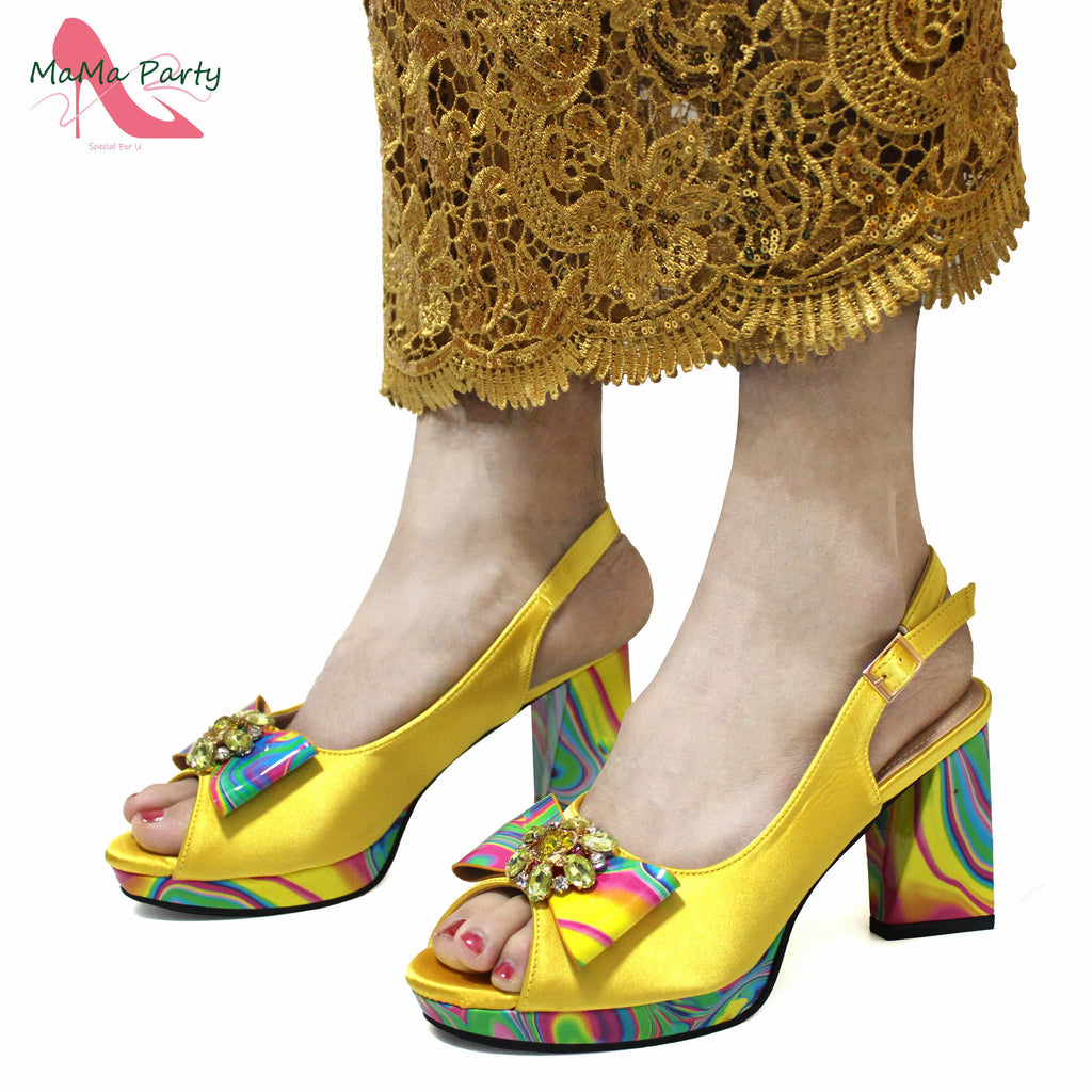 2024 Appliques Specials Italian Design Nigerian Women Shoes Matching Bag Set in Green Color INS Hot Sale Sandals