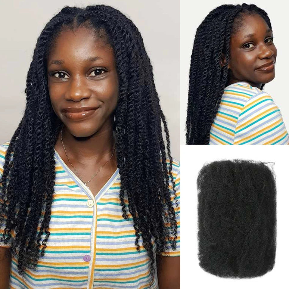 Best 100% Afro Kinky Bulk Hair Virgin Remy Human Hair  No Attachment for Braiding Mini Twist Dreadlock BraidsTop Quality
