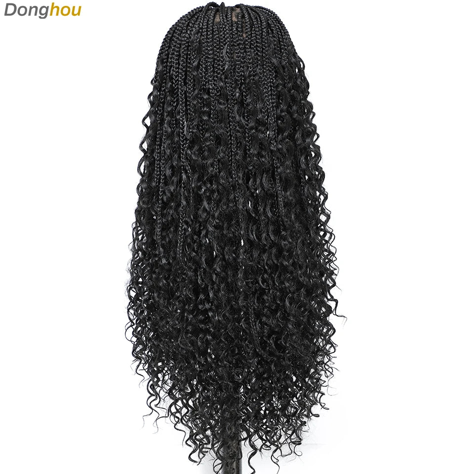 Ombre Boho Knotless Braided Wigs for Black Women 1B T30 Colors Bohemian Box Braids Wigs Perruques Tresses Africaines Naturelles