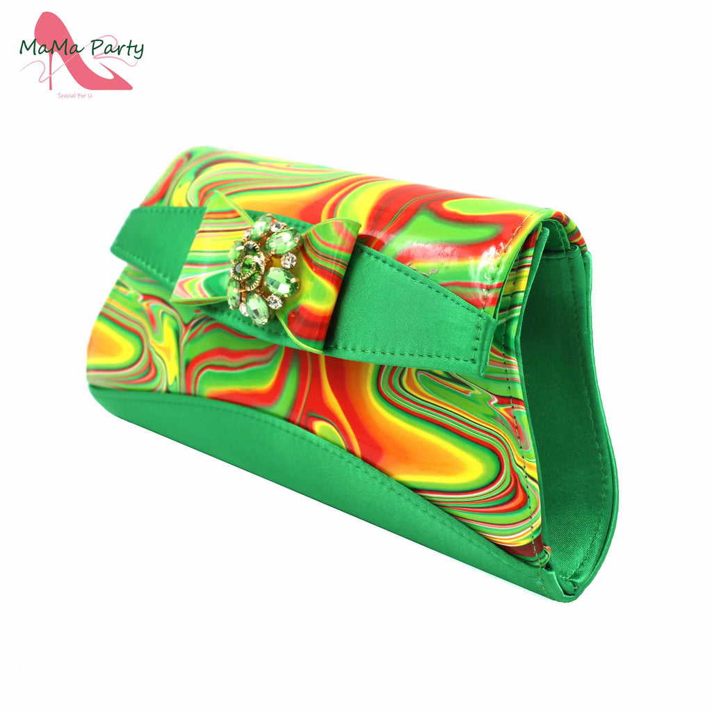 2024 Appliques Specials Italian Design Nigerian Women Shoes Matching Bag Set in Green Color INS Hot Sale Sandals