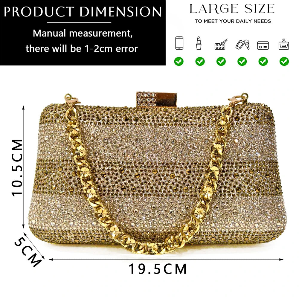 Venus Chan- Elegant High Heels Shoes and Bag Set for Women Pointed Toe Black Color Hollow Rhinestones Matching Bag INS 2024