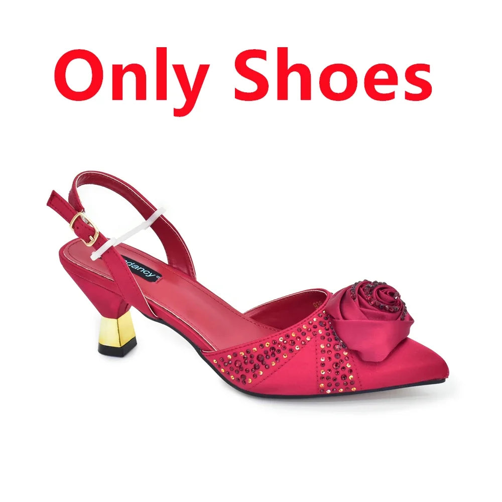 New Design Shoe and Bag Set for Party in Women Nigerian African Shoe and Bags Set for Wedding Luxury Elegant Women Party Pumps