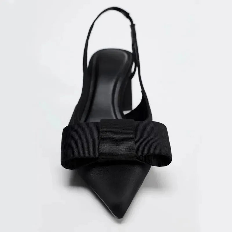 Sexy Burgundy Patent Leather Pointed Toe Pumps Women Fashion Bow Slingback Brand Designer Shoes Elegant Cozy Banquet Dress Shoes