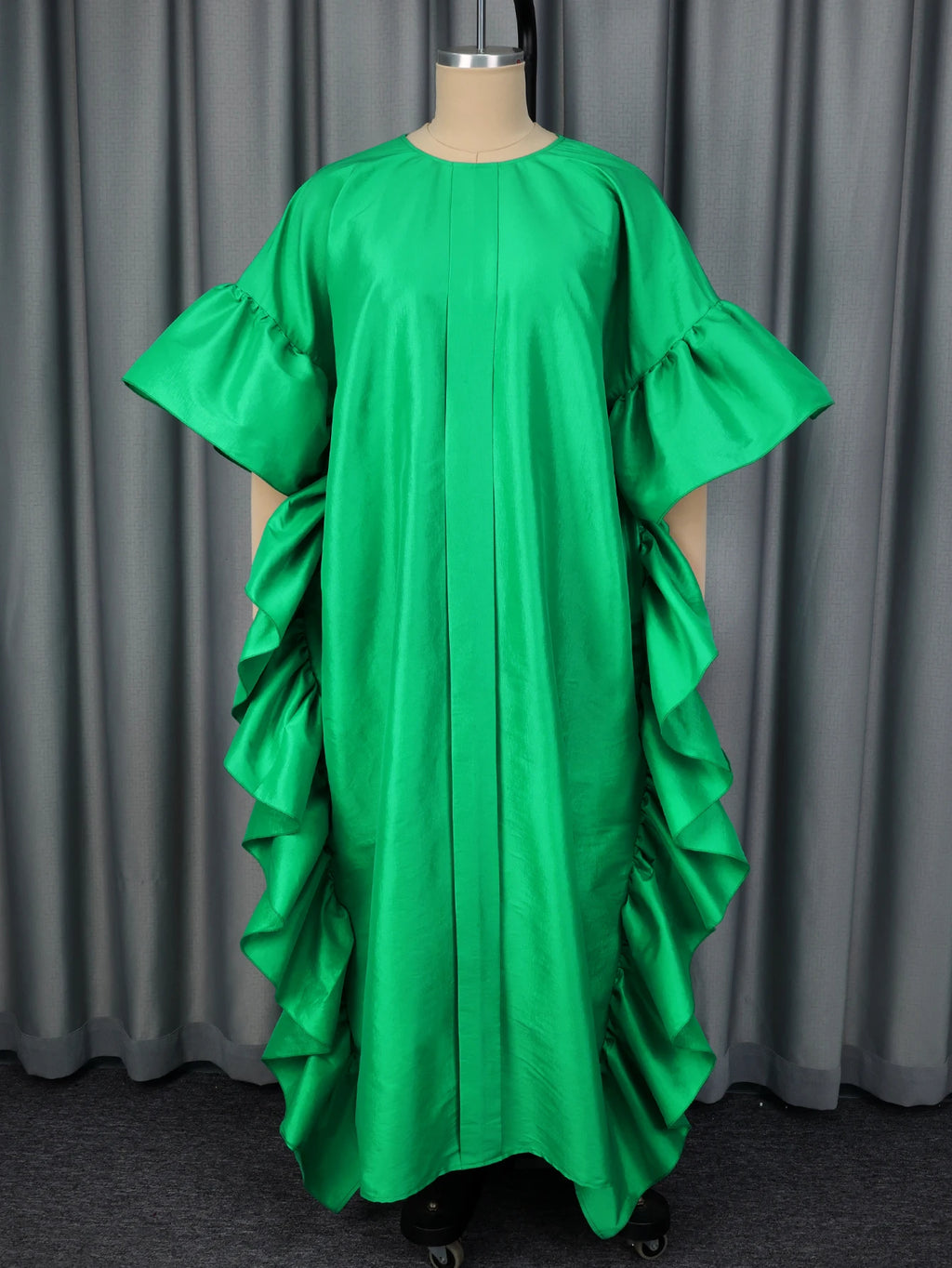 Women Shiny Bubu Dresses Kaftan Loose O Neck Ruffles Christmas Traditional Africa Party African Boubou Gowns Female Event Fall
