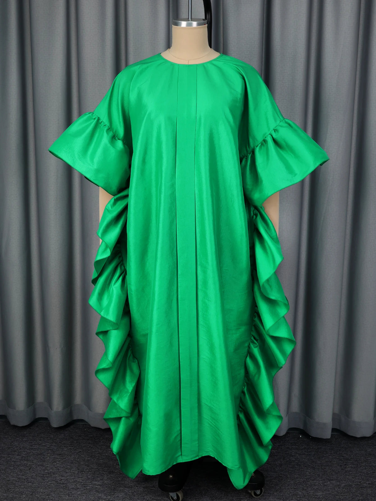 Women Shiny Bubu Dresses Kaftan Loose O Neck Ruffles Christmas Traditional Africa Party African Boubou Gowns Female Event Fall