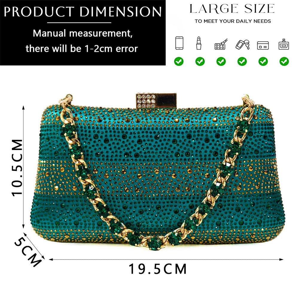 Venus Chan- Elegant High Heels Shoes and Bag Set for Women Pointed Toe Black Color Hollow Rhinestones Matching Bag INS 2024