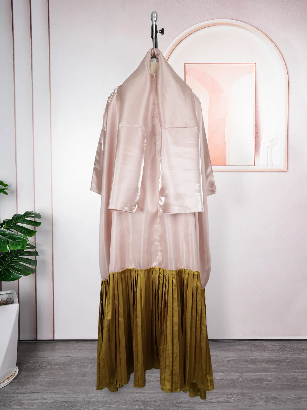 Elegant Patchwork Bubu Dresses Slash Neck Long Batwing Sleeves Pleated Hem Kaftan Loose Africa Traditional Party Event Gowns New