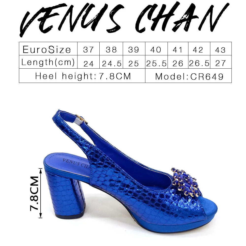 New Arrival Purple Colour Shoe and Bag Set Luxury Designer Shoes Women Matching Wedding Shoes and Bags Decorated With Rhinestone