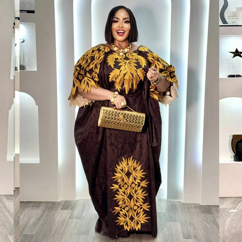 African Attire For Women Abaya Embroidery Plus Size Elegant Party Church Dress