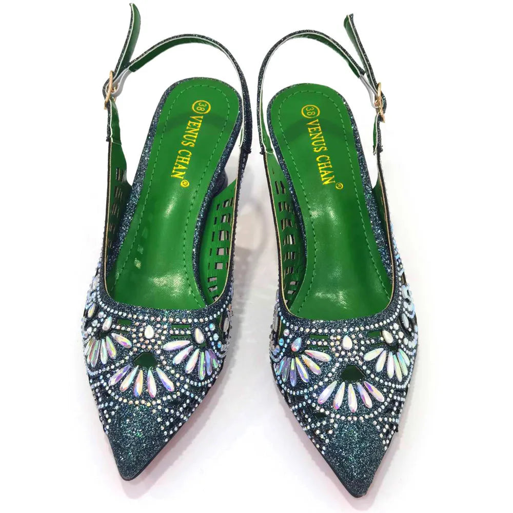 2024 Black Color Newest INS Style Elegant Party High Heels Nigeria Popular Design African Ladies Shoes And Bag Set