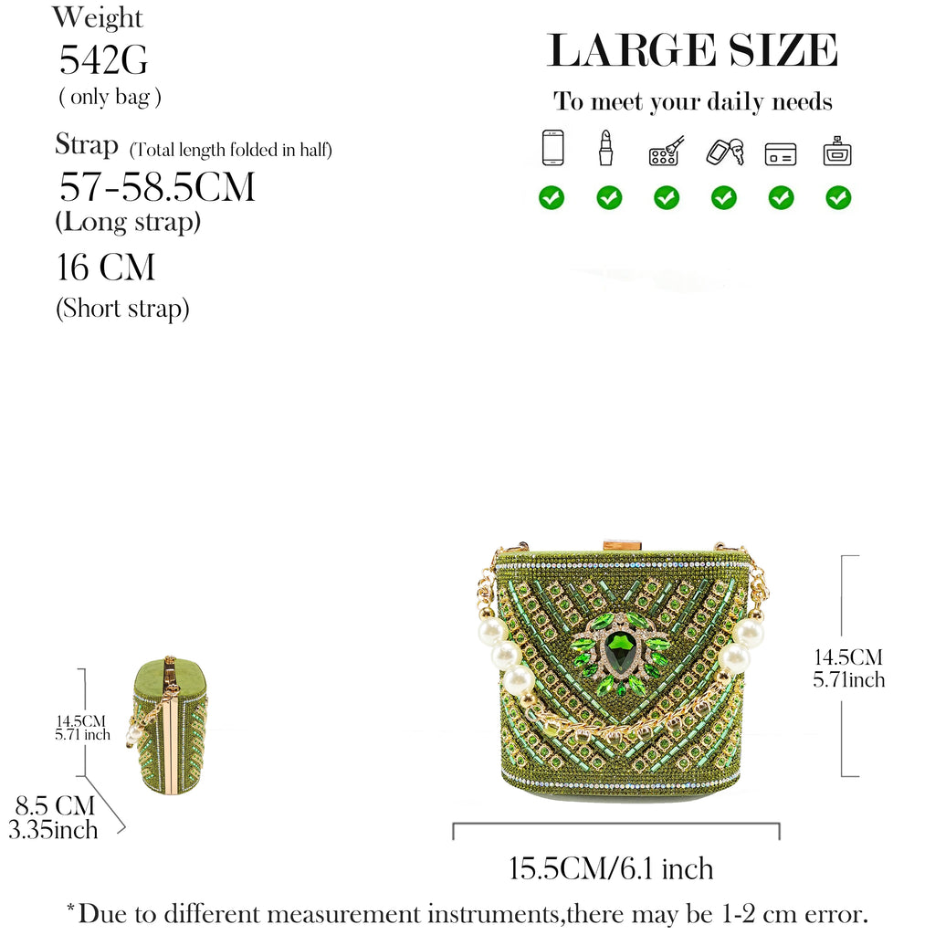 Queena Yan 2025 Elegant Fruit Green Women's Green Heels and Rhinestone Handbag Set - Italian Design for Weddings and Parties