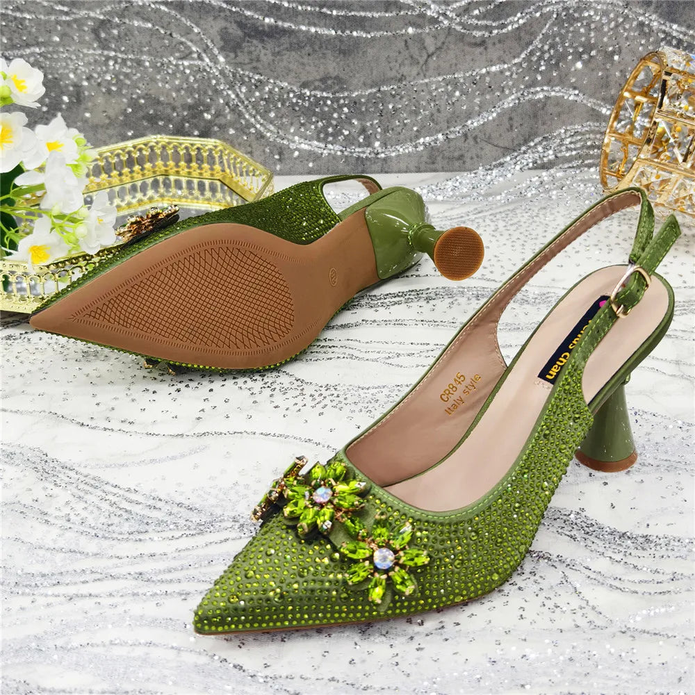 Latest Design Shoes for Women 2025 Designer Luxury Wedding Shoes Bride Party Pumps Decorated with Rhinestone Ladies Sandals